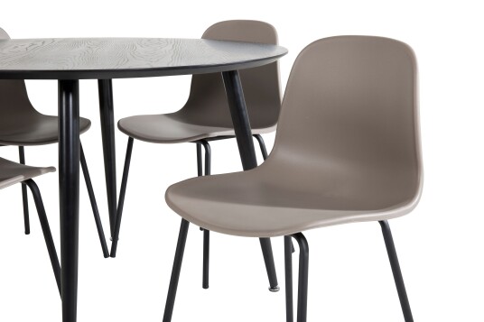 Venture Home Dipp Matgruppe 115 cm Rund med 4 Arctic stoler Sort