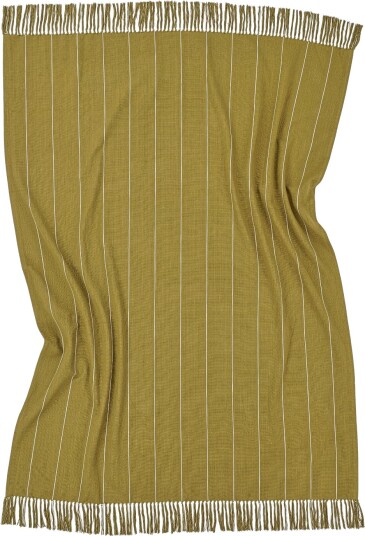 Tepper   Bomullspledd   Martina Stripe grønn/hvit Størrelse: 130 x 170 cm