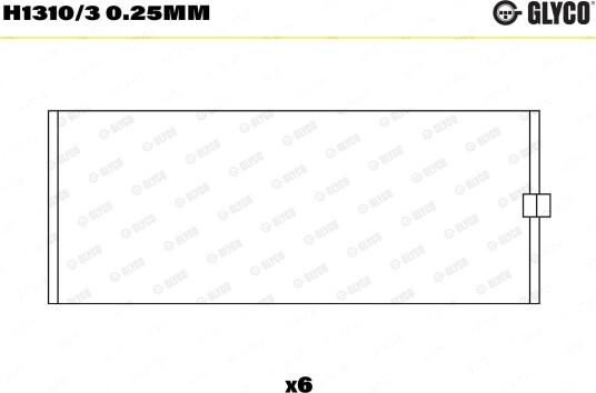 Veivaksellager GLYCO H1310/3 0.25mm
