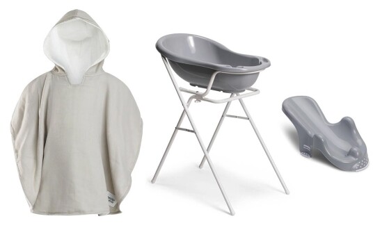 Beemoo CARE Badebalje Med Stativ Inkl. Badestøtte & Badekåpe Grey/Grey
