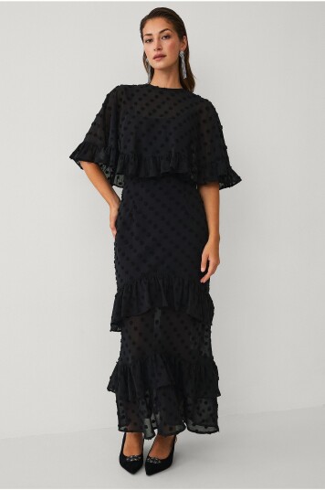 Ellos Collection Maxikjole med Cape i Svart for Damer