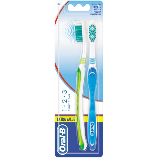 Oral-B Tannbørster 2 pcs. Shiny Clean Medium 40