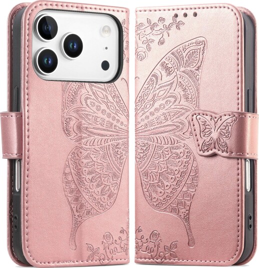 Trolsk Lommebokdeksel med Sommerfugl (iPhone 17 Pro) Roségull