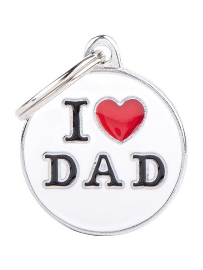Myfamily Medium Sirkel ID-merke "I Love Dad" for Hunder