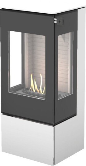 Nexo 100 hvit frittstående biopeis med sideglass og glassdør Nexo 100 hvit frittstående biopeis med sideglass og glassdør