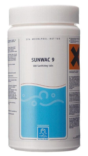 Spacare Sunwac 9 Klortabletter 180stk - for bad 500-1250 Liter Spacare Sunwac 9 Klortabletter 180stk - for bad 500-1250 Liter