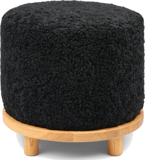 Simon pouf | Korthåret | D46xH42 cm Svart Eik Simon pouf | Korthåret | D46xH42 cm Svart Eik