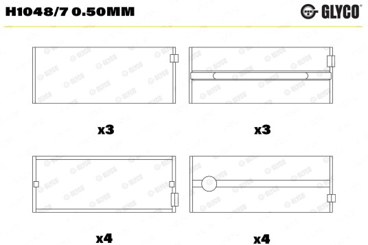 Veivaksellager GLYCO H1048/7 0.50mm