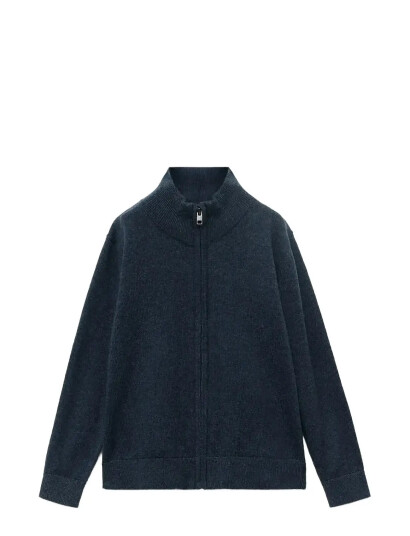 Mango Zipped Knit Cardigan - Navy - 3-4