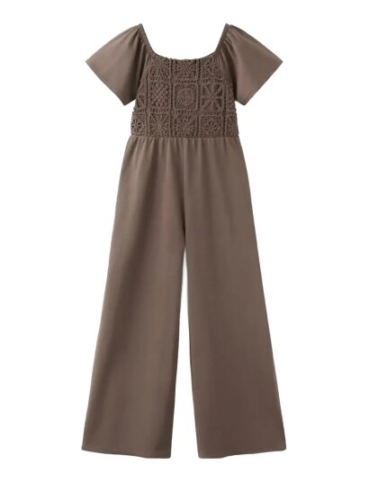 Mango Long Jumpsuit With Embroidered Details Brown 5 6 Mango Long Jumpsuit With Embroidered Details Brown 5 6