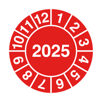 Jo Safety Kontrollmerker 2025 Ø 42 mm Ark á 10 stk selvklebende vinyl 402101Y25