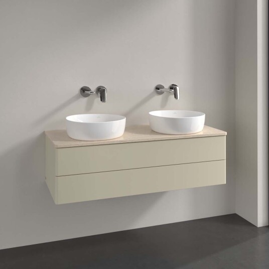 Villeroy & Boch Antao Servantskap med 2 skuffer 120x50x36 cm u/lys Grå Matt/Crème