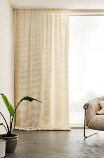 Bubbly gardin med multifunksjonsbånd 1 lengde Naturhvit