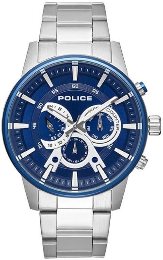 Police Herreklokke P15523JSTBL03M Avondale Blå/Stål Ø48 mm