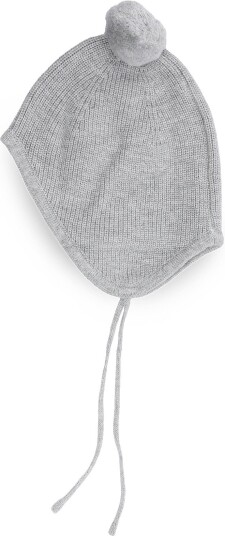 Mango Pom Pom Cable-Knit Beanie - MEDIUM GREY - 68