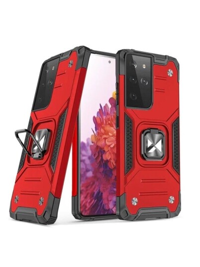 Wozinsky Ring Armor Armored Hybrid Case Cover + Magnetic Holder Samsung Galaxy S22 Ultra Red