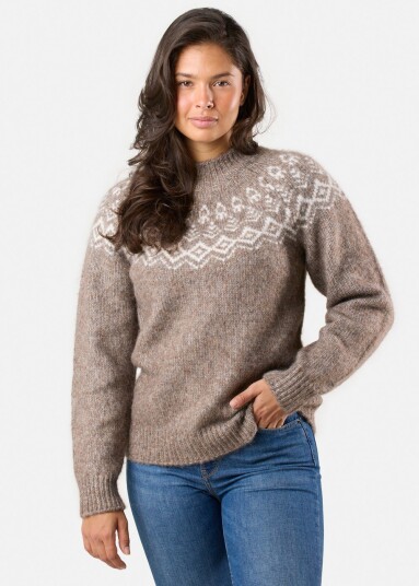 Swedemount Lofoten Wool Knit W Beige Melange 38 Trøyer