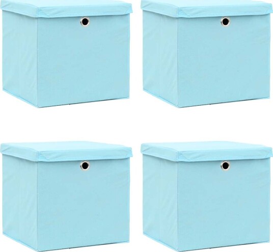 vidaXL Oppbevaringsbokser med lokk 4 stk babyblå 32x32x32 cm stoff vidaXL Oppbevaringsbokser med lokk 4 stk babyblå 32x32x32 cm stoff