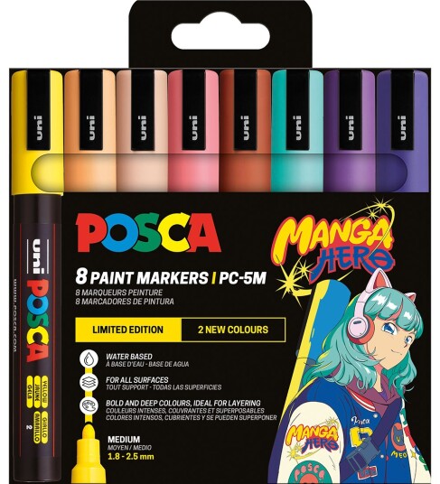 Posca PC 5M Manga Hero 8 sett Posca PC 5M Manga Hero 8 sett