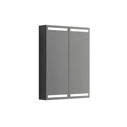 Dansani Level Speilskap med LED-lys 60x14,5x80 cm Sort Matt