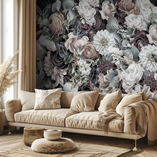 Tapet –  Hageblomstermønster