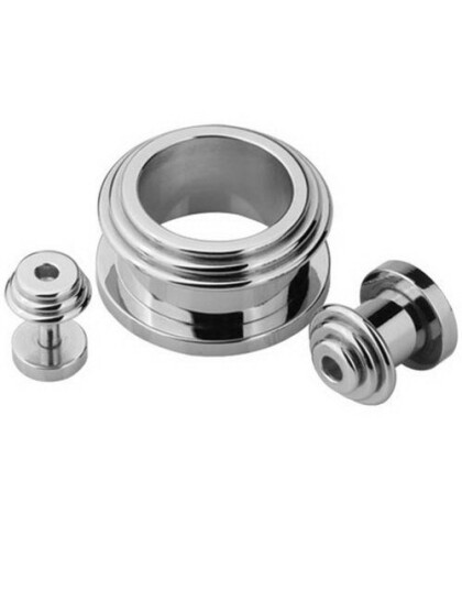 Sølvfarget Piercing Tunnel med Stigende Kant 4 mm