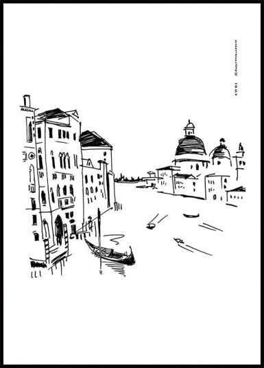 Venice Art Print With Gondolas And Basilica On Grand Canal Italy Wall Art Plakat Plakat / 70x100cm