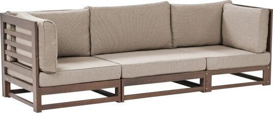 3 sitssoffa Beliani Trani Ljus trä/grått/beige Ja Dark wood\|\|Grey\|\|Taupe