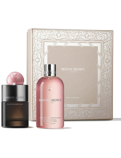 Molton Brown Gift Set Delicious Rhubarb & Rose Fragrance Set Edp + Bath & Shower Gel - Nude - 400 ML Molton Brown Gift Set Delicious Rhubarb & Rose Fragrance Set Edp + Bath & Shower Gel - Nude - 400 ML