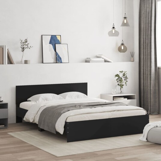 vidaXL Sengeramme med hodegavl svart 140x200 cm 8721012247017