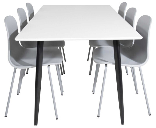 Venture Design Polar & Arctic spisegruppe Hvit/grå 6 st stoler & bord 180 x 90 cm