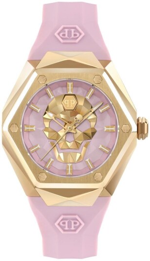 Philipp Plein Dameklokke PWADA0124 The Skull Rosa/Gummi Philipp Plein Dameklokke PWADA0124 The Skull Rosa/Gummi