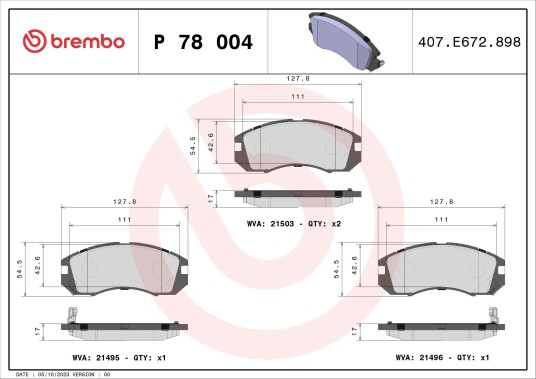 Bremseklosser BREMBO P 78 004