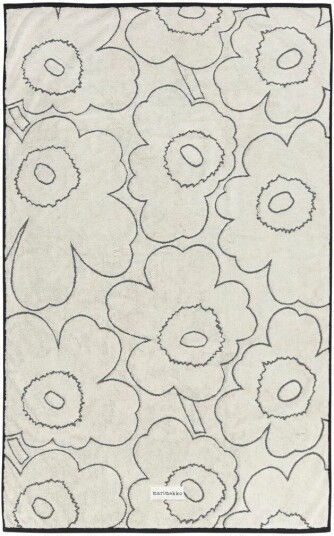 Marimekko Piirto Unikko badehåndkle 100x160 cm Ivory-black Marimekko Piirto Unikko badehåndkle 100x160 cm Ivory-black