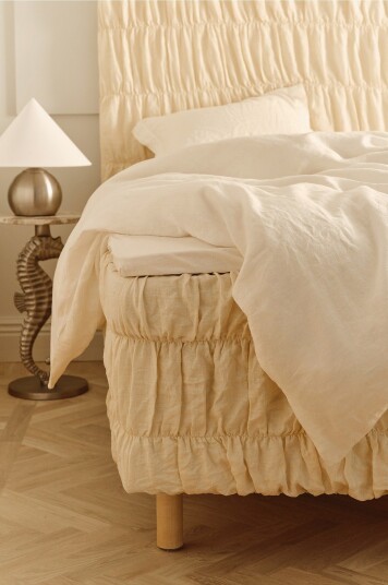 Ellos Home Sengetrekk Candice Elastic 60 cm i lin Hvit