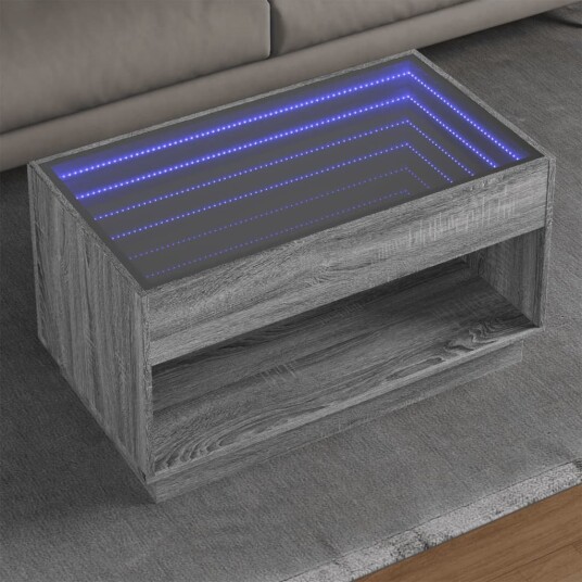 Salongbord med Infinity LED grå sonoma 90x50x50 cm 847670