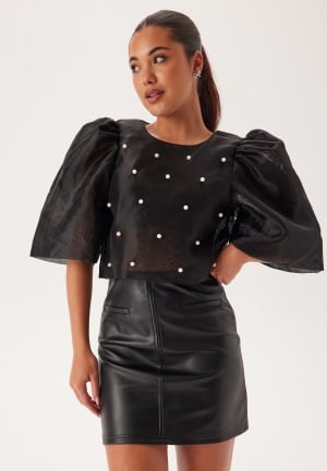 Bubbleroom Occasion Pearl Organza Blouse Black XL Bubbleroom Occasion Pearl Organza Blouse Black XL