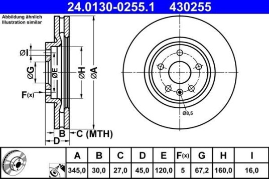 Bremseskive ATE 24.0130-0255.1
