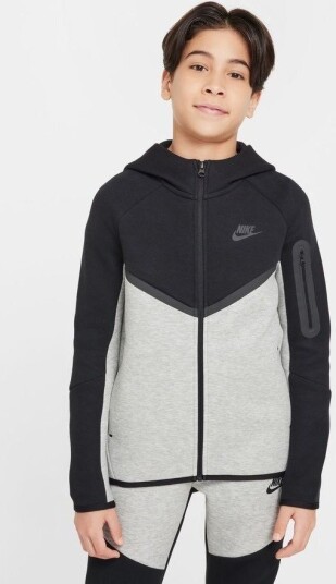 Nike Hettegenser NSW Tech Fleece FZ   Mørkegrå/Svart Barn størrelse S: 128 137 cm