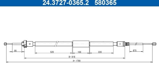 ATE 24.3727-0365.2 Tautrekk, håndbremse