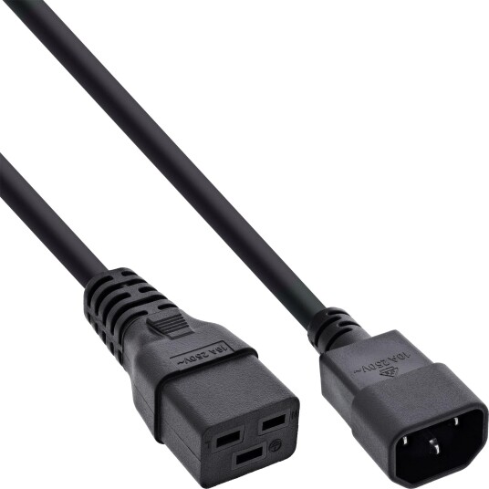 InLine Strømkabel, IEC-60320 C14 Til C19, 3 × 1,5 mm², Max. 10 a, Svart, 2 m