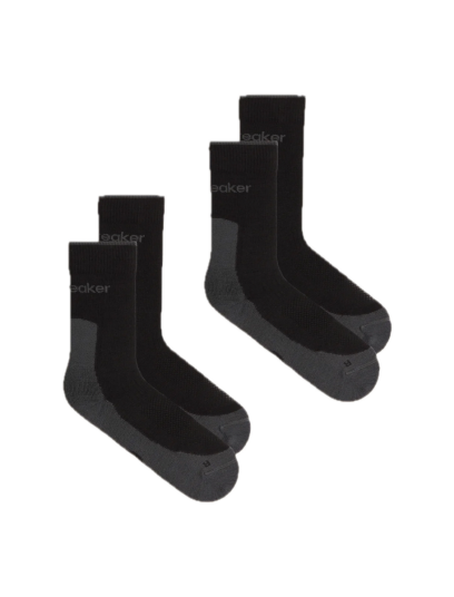 Icebreaker Men Merino Hike+ Light Crew 2 Pack Black/obsidian L