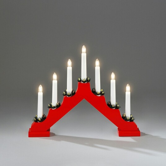 Adventstake Gnosjö Konstsmide 7L med Mansjetter H30 Rød, LED