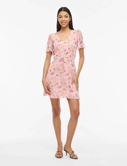 Vila Vifalia V Neck S/S Short DressNoos Pink 42 Vila Vifalia V Neck S/S Short DressNoos Pink 42