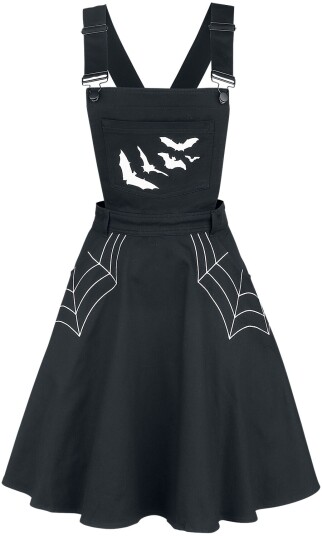 Hell Bunny Goth Kort kjole Miss Muffet Pinafore Dress XS til 4XL Damer svart