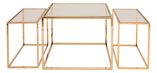 Sett med tre bord – settbord, messing