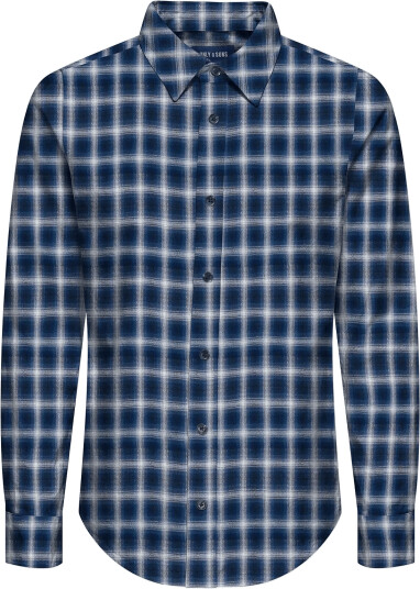 ONLY & SONS Osjgudmund Ls Checked Shirt Noos Navy 140