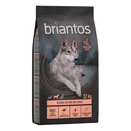 Briantos Spesialpris! 12/14 kg Tørrfôr Adult Light/Sterilised Pute & Kartoffel Kornfri (12 kg)