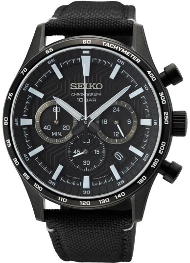 Seiko Herreklokke SSB417P1 Classic Sort/Tekstil Ø43 mm