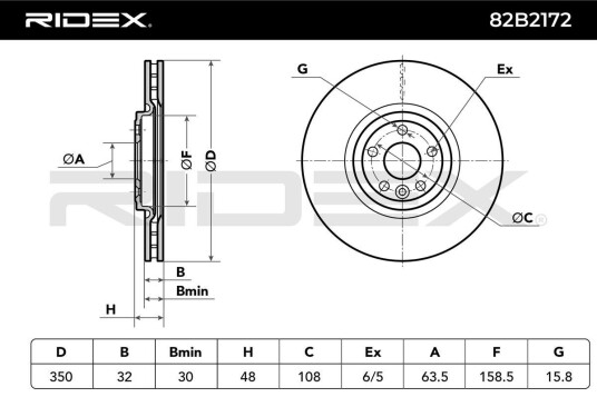 Bremseskive RIDEX 82B2172 Bremseskive RIDEX 82B2172